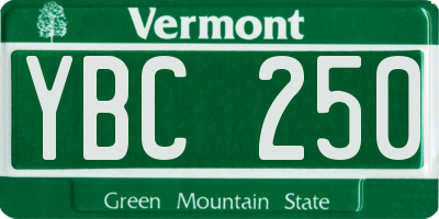 VT license plate YBC250