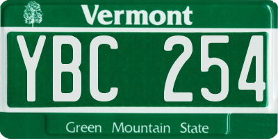 VT license plate YBC254