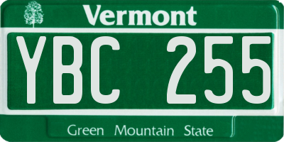 VT license plate YBC255