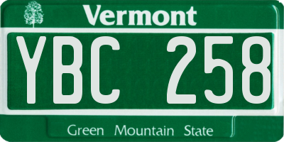 VT license plate YBC258