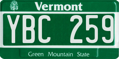 VT license plate YBC259