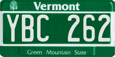 VT license plate YBC262
