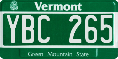 VT license plate YBC265