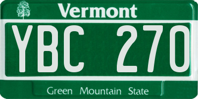 VT license plate YBC270