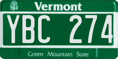 VT license plate YBC274