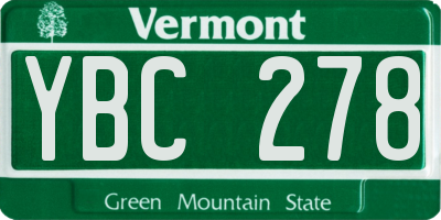 VT license plate YBC278