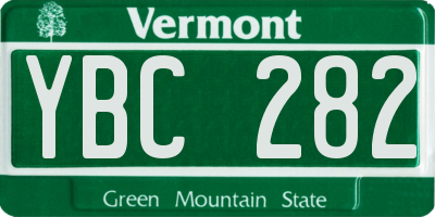 VT license plate YBC282
