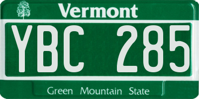 VT license plate YBC285