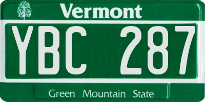 VT license plate YBC287