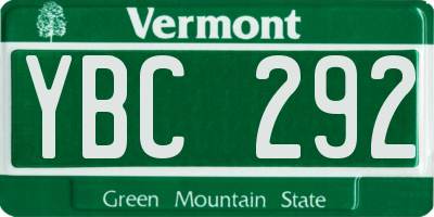 VT license plate YBC292