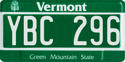 VT license plate YBC296