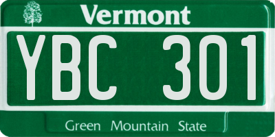 VT license plate YBC301