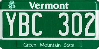 VT license plate YBC302