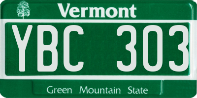 VT license plate YBC303