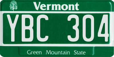 VT license plate YBC304