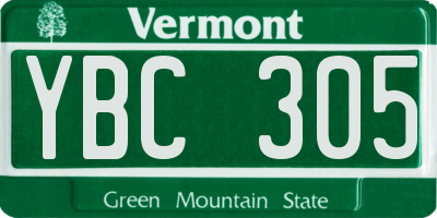 VT license plate YBC305
