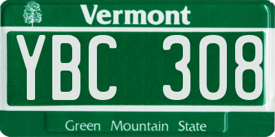 VT license plate YBC308