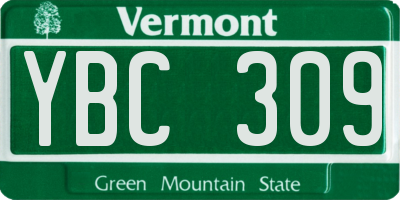 VT license plate YBC309