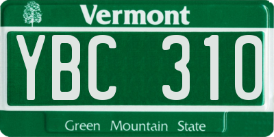VT license plate YBC310
