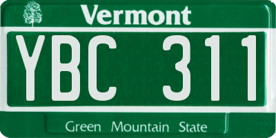 VT license plate YBC311