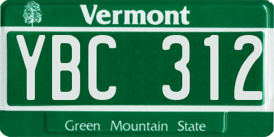 VT license plate YBC312