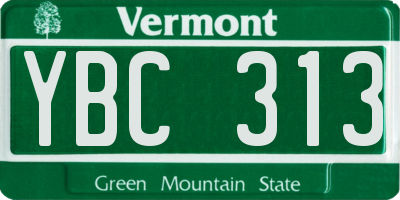 VT license plate YBC313