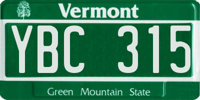 VT license plate YBC315