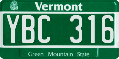 VT license plate YBC316