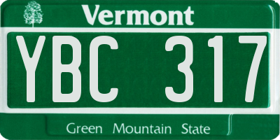 VT license plate YBC317