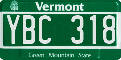 VT license plate YBC318