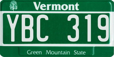 VT license plate YBC319