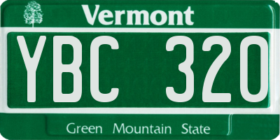 VT license plate YBC320