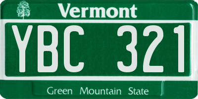 VT license plate YBC321