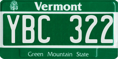 VT license plate YBC322