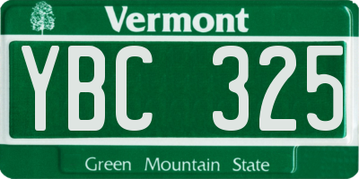 VT license plate YBC325