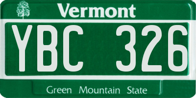 VT license plate YBC326