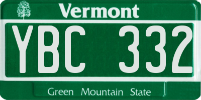 VT license plate YBC332