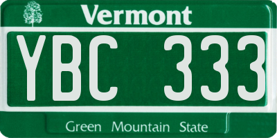 VT license plate YBC333
