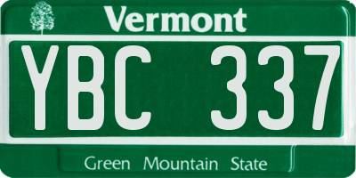 VT license plate YBC337