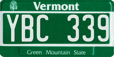VT license plate YBC339