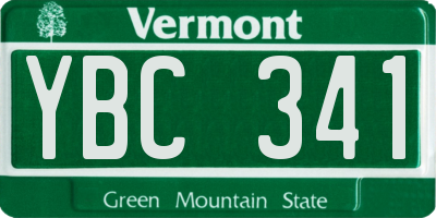 VT license plate YBC341
