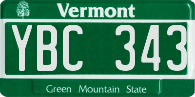 VT license plate YBC343