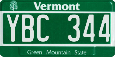 VT license plate YBC344
