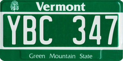 VT license plate YBC347
