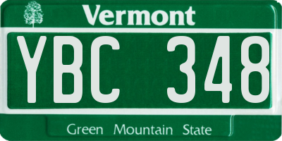 VT license plate YBC348