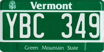 VT license plate YBC349