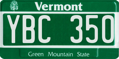 VT license plate YBC350