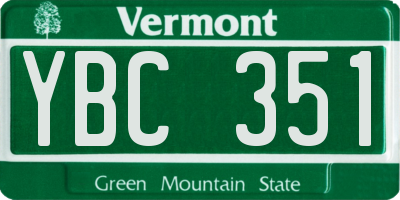 VT license plate YBC351