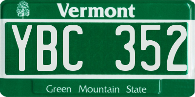 VT license plate YBC352