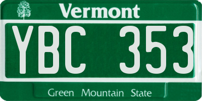 VT license plate YBC353